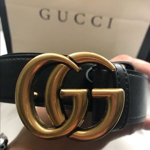 Gucci leather belt with Double G Buckle